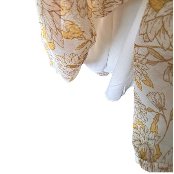 Trixxie Yellow Floral Ruffled Maxi Dress Sz L Milkmaid Boho Cottagecore Prairie - Picture 7 of 14